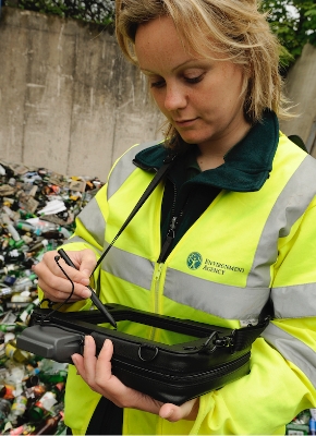 EA officer regulating waste returns at a bottle recycling plant