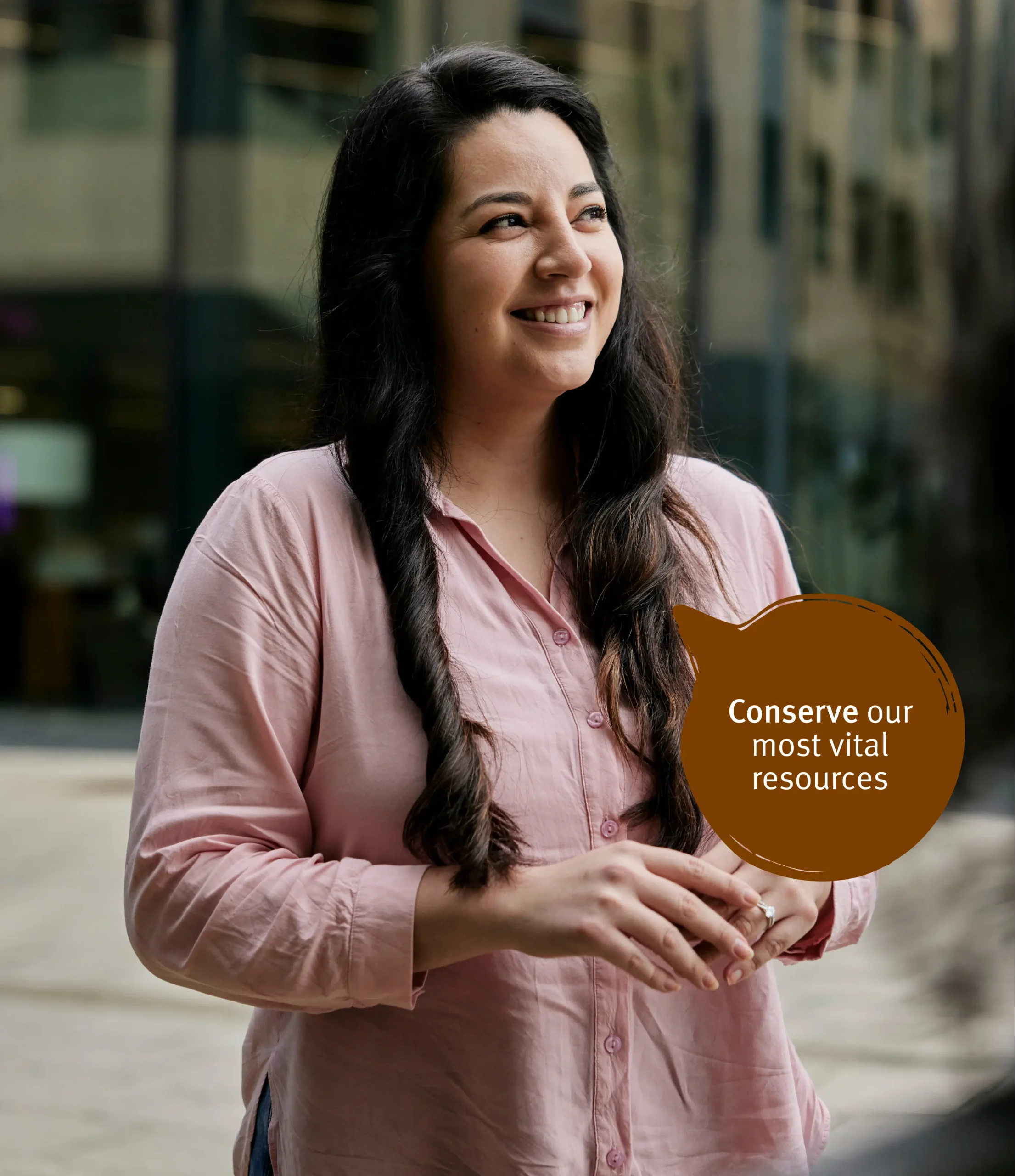 Women in pink shirt smiling