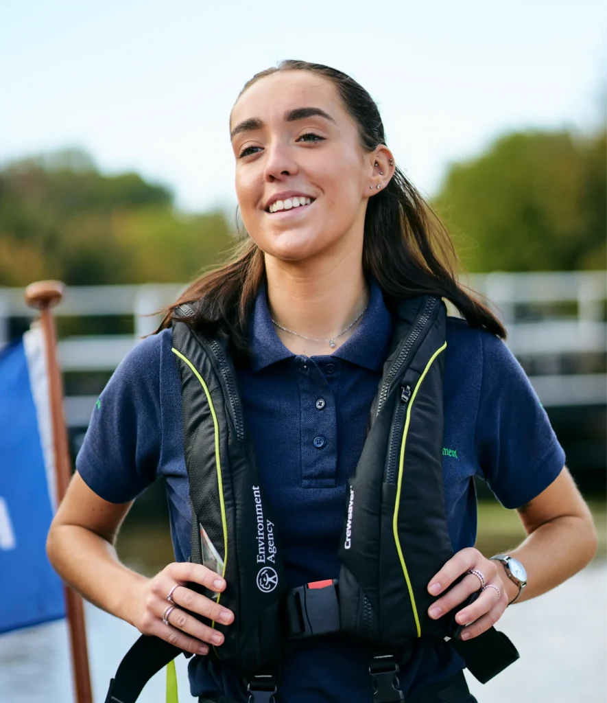Environment Agency Employee carrying EA branded bag